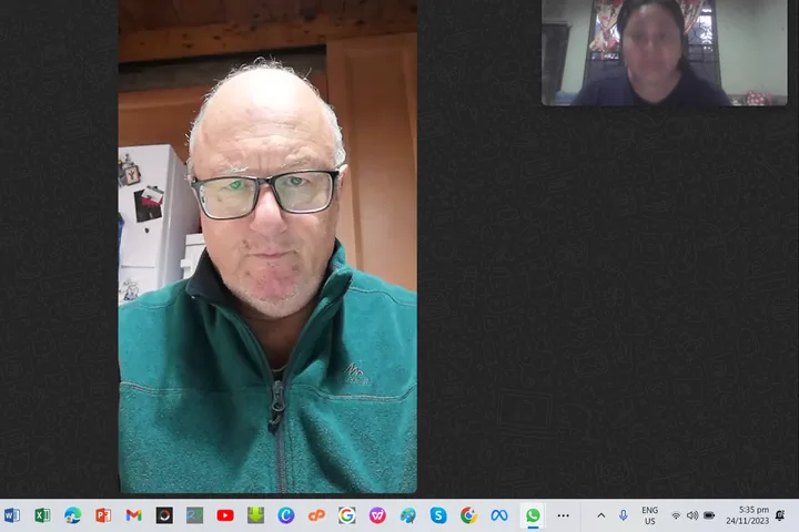 Jane on a video call with a U.S.-based client